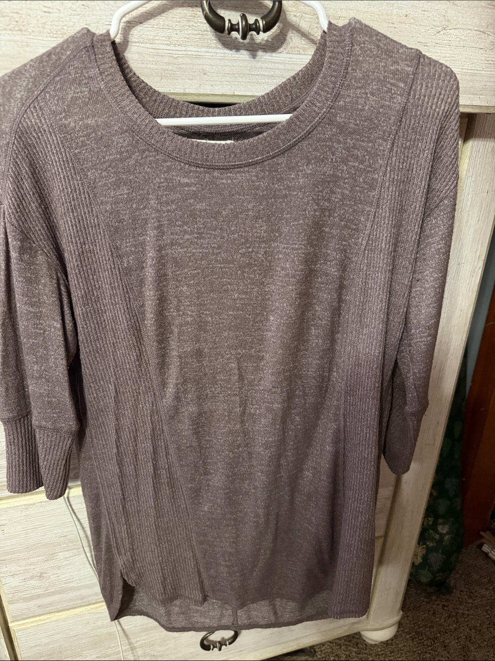 Maurices Dusty Mauve Ribbed Crew Neck Sweater